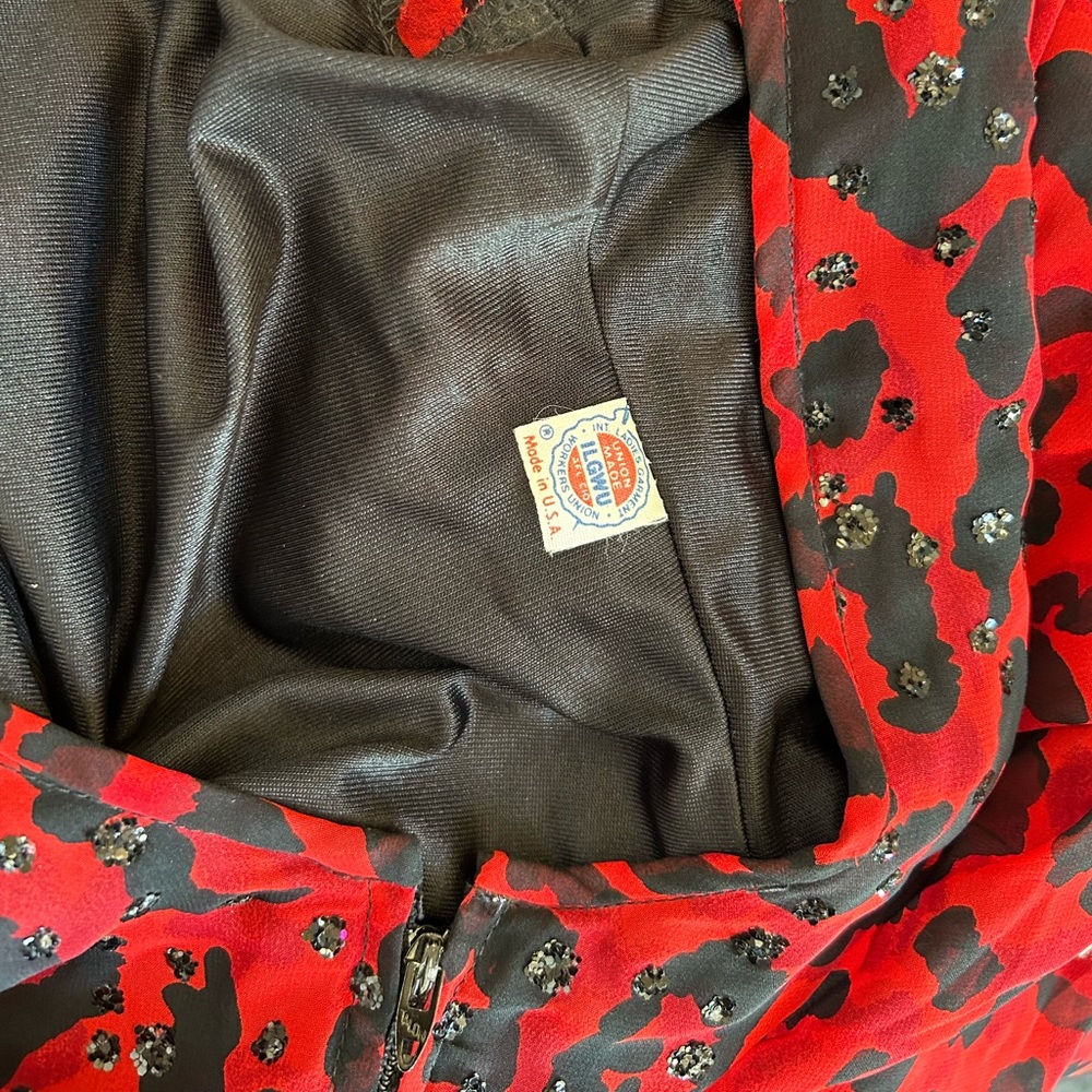 Vintage A.J. Bari Salsa Cocktail Dress Red with Black Leopard Animal Print USA - Picture 10 of 10